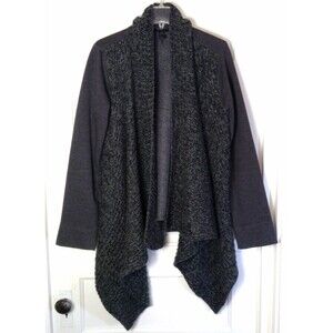 PrAna Cardigan Sweater Wn XL Gray Demure Wool Blend Shawl Asymmetrical Preppy